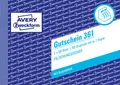 AVERY Zweckform 361 Gutschein (A6 quer, mit 1 Blaupapier, von Rechtsexperten geprüft, fälschungssicher, mit Ausfüllhilfe, für Deutschland zum Erstellen von Gutschriften, 2x50 Blatt) weiß/gelb