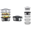 Heinner Master Collection HSA-1000XMC Dampfgarer 12 L, 3 Ebenen, 1000 W, Digital, Auto-Off, Schwarz/Silber
