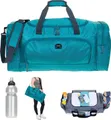 Sporttasche sehr groß Elephant Trainer XL 69 cm 55 Liter Reisetasche Saunatasche Fitnesstasche Freizeittasche Fußball Tasche 1244 Petrol + Flasche