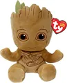 TY Groot Marvel Avengers Beanie Babies Regular, Lizenziertes Beanie Baby Weichplüsch Spielzeug, Sammlerstück Kuscheliger Plüschteddy, Braun