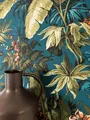 NEWROOM Vliestapete Petrol Dschungel Blätter Tropisch Modern Wohnzimmer Flur