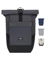 LARKSON Rucksack Damen & Herren Schwarz Grau - No 4 Large - Rolltop Backpack 21 L mit 16 Zoll Laptopfach Uni, Arbeit & Fahrrad - Großer Reiserucksack mit Trolley Strap
