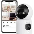 ZOSI Überwachungskamera Innen mit Dual-Linse 3MP+3MP, 2,4/5GHz WLAN, Personenerkennung und Verfolgung, Taste/OK-Geste-Anruf, Farbnachtsicht, C528D