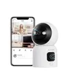 ZOSI Überwachungskamera Innen mit Dual-Objektiv 3MP+3MP, 2,4/5G WLAN, Taste/OK-Geste-Anruf, KI Personenerkennung und Verfolgung, Farbnachtsicht, C528D