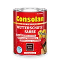 Consolan Wetterschutzfarbe, Deckender Holzschutz für Außen, Dunkelbraun, 750ml