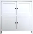Hayet Kommode Landhausstil Weiß 80x80x35 cm mit 4 Türen und dekorativem Kreuz
