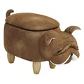 SVITA Animal Storage Kinderhocker Tierhocker mit Stauraum gepolsterter Hocker mit Holzbeinen Braun Tier-Motiv Hund