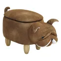 SVITA ANIMAL STORAGE Kinderhocker Hocker mit Stauraum gepolstert Hund Mops Braun