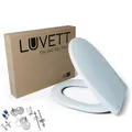 LUVETT® C100 Toilettendeckel mit Absenkautomatik Oval Blau - SoftClose Klodeckel Abnehmbar - Klobrille aus Antibakteriellem Duroplast - WC Sitz 3in1 Befestigung Inkl. - Toilettensitz Made in EU