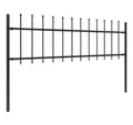 vidaXL Gartenzaun, Zaunelement mit Speerspitzen Stahl 1,7 x 0,6 m Schwarz