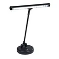 Fame PL-102 BK LED Pianolampe, Justierbare Energieeffiziente Klavierleuchte, 10 Power-LEDs, Drehbare Leuchtleiste, Robuste Rutschfeste Standfläche, USB-Adapter, 30cm Schirmbreite, 35cm Höhe, Schwarz