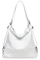 Caspar 2 in 1 Schultertasche Rucksack aus Leder Damen Tasche - PREMIUM LINE - Modell No.796 - Made in Italy, Farbe:weiß, Größe:One Size
