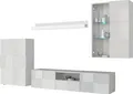 Home affaire Wohnwand Dama, 4tlg.Breite 300 cm, Höhe 200 cm, moderne Anbauwand in 3D-Optik, (Set, 4-St), (Lowboard, Stauraumschrank, Hängevitrine, Wandboard) viel Stauraum