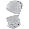 TupTam Beanie Kinder Beanie Mütze Schlauchschal Set aus Jersey und Rippstoff grau 56-62