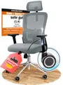 CLOUVOU Bürostuhl Ergonomisch, Schreibtischstuhl bis 150 kg - Testsieger (BrightSeat - Chefsessel für Arbeitszimmer, 2D Armlehne), Blade Wheels, Homeoffice, Gaming Stuhl, Drehstuhl