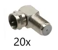 20x F-Adapter F-Verbinder für SAT-Kabel - Coax - abgewinkelt
