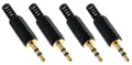 4x vergoldete  Klinkenstecker 3,5 mm Stereo - zum Löten