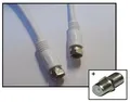SAT-Anschluss-Kabel - 2x F Stecker - koaxial 2x geschirmt - 5m weiß + F-Adapter