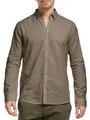 Indicode Herren Brayden Hemd gestreift mit Button-Down-Kragen | Herrenhemd Männerhemd Greige - Solid, XXL