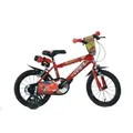 Dino Bikes – 14 Zoll Kinderfahrrad Cars – Jungen Fahrrad mit abnehmbaren Stützrädern ab 3 Jahren – Kinderrad mit Frontschild & Trinkflasche inkl. Halterung – verstellbare Sattel- & Lenkerhöhe (Rot)