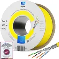 hb-digital CAT 7 Verlegekabel 100m Ethernet Datenkabel Installationskabel max.1000 MHz S/FTP AWG23 LSZH gelb