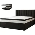 TRADA Bond Boxspringbett 180x200 mit Bettkasten mit Matratzen Stauraum Velvet 9-Komfortzonen H3 Schwarz - Schwarz