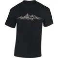 Baddery Print-Shirt Wander T-Shirt: "Alpengipfel" - Kletter T-Shirt für Wanderfreunde, hochwertiger Siebdruck, auch Übergrößen, aus Baumwolle schwarz XXL