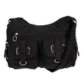 Christian Wippermann Große Canvas Umhängetasche Damen - Stofftasche mit Reißverschluss - 32x26x13 cm - Verstellbarer Trageriemen bis 135 cm - Mehrere Fächer, Schwarz - Luxuriöse Schultertasche