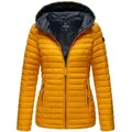 Marikoo Steppjacke Marikoo Asraa Damen Steppjacke B857 Übergangsjacke mit kontrastfarbendem Reißverschluss gelb XS (34)
