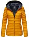 MARIKOO Damen Steppjacke Übergangsjacke gesteppte Jacke mit Kapuze Frühjahr Stepp B857 [B857-Asr-Gelb-Gr.XS]