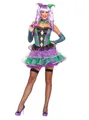 Leg Avenue Clown-Kostüm Mardi Gras - Clown Kostüm für Fasching Halloween, Raffiniertes Karnevalskostüm in den typischen Mardi Gras Farben