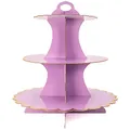 INTIRILIFE Etagere aus Karton mit 3 Ebenen in Lila - 29 / 21.5 / 16 x 35 cm - Tortenständer aus Pappe, Muffinständer Cupcake Ständer zum selbst aufbauen