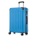 YONSLY Koffer Suitcase XL Blau, Trolley Reisekoffer, Rollkoffer Handgepäck mit 4 Rollen 360°, Hartschalenreisekoffer, Zahlenschloss, Weicher Gummigriff