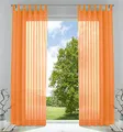 Gardinenbox 2er-Pack Gardinen Transparent Vorhang Set Wohnzimmer Voile Schlaufenschal mit Bleibandabschluß HxB 245x140 cm Orange, 61000CN