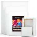 Shuttle Art 15 Leinwand auf Keilrahmen, 10 x 10, 13 x 18, 20 x 25, 23 x 30, 28 x 36 cm weiße Leinwände zum Bemalen, Multipackung, je 3 Stück, 100% Baumwolle, für Öl-, Gouache-, Acrylfarben geeignet