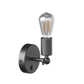 ledscom.de Vintage Wand-Leuchte FETRO Schalter, schwarz, schwenkbar + LED Lampe 240lm, extra-warmweiß