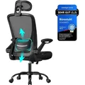 Songmics Bürostuhl ergonomisch mit Kopfstütze tintenschwarz - Schwarz