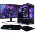 BEASTCOM Q3 Gaming PC Set Komplett, AMD Ryzen 5 6X 4,20GHz 12 Threads, 4K Vega Radeon Grafik, 16GB RAM, 1TB SSD + Monitor LED 24" + Tastatur + Maus + Mauspad, WLAN, Win 11 Pro