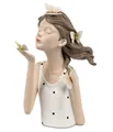 formano Dekofigur Deko-Büste Dame mit Schmetterlingen Handbemalt Skulptur 30cm Figur (Sparset)