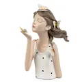 Deko Büste Mädchen mit Schmetterlingen H. 30cm weiß natur Kunststein Formano