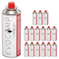 EVOCAMP 16x Stück Butan Gaskartuschen 227g Typ MSF-1a Bajonett Ventil ideal für Campingkocher, Gasheizung, Unkrautbrenner, Camping Gas Butangas Kartusche, Universaldruckgasdose für Camping und BBQ