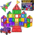 Magnetische Kachel-Bausteine Spielzeug – STEM Pädagogische Magnetblöcke für Kinder, Kreatives Vorschul-Lernen Sensorik Montessori Magnetspielzeug für Jungen & Mädchen ab 3 Jahren – 57 Stück