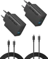 Anker USB-C Ladegerät 20W 2er Set iPhone iPad Netzteil mit 2x Kabel Schwarz