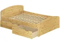 Erst-Holz®Funktionsbett Doppelbett mit 3 Staukästen Rollrost 140x200 Seniorenbett Massivholz Kiefer 60.50-14