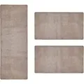 Floordirekt Hochflor-Bettumrandung Sundae, 6 Farben & 3 Größen, Teppichläufer, ideal im Schlafzimmer, Höhe 13.5 mm, (3-tlg), Velours beige|braun 2 St. x 80 cm x 150 cm | 1 St. x 80 cm x 300 cm