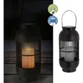 Solar Laterne Henkel 15x33cm Metall Tischlampe Gartenleuchte Wegelampe warmweiß 12 Leds Gitterdesign - Schwarz