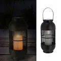 Solar Laterne Henkel | 15x33cm Kunststoff schwarz 12 Leds warmweiß Gitterdesign | Tischlampe Gartenleuchte Wegelampe (1 x Solar Laterne H33cm)