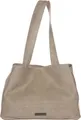 Große Damen Tasche Schultertasche Umhängetasche Crossover Bag Leder Optik Handtasche Taupe
