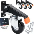Schwerlastrollen absenkbar, 4 Stück, 65 mm, bis 300 kg, HMF 6750, Schwarz