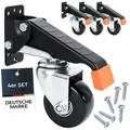 Hmf - 6750 Schwerlastrollen Absenkbar Für Werkbank, 4er Set, 65 Mm, Bis 300 Kg, Schwarz